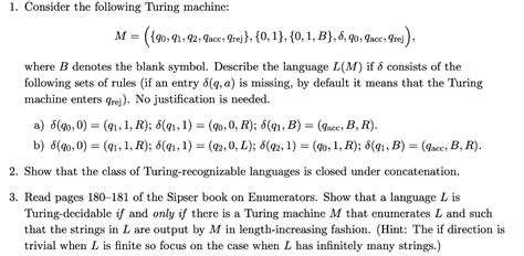 Solved 1 Consider The Following Turing Machine