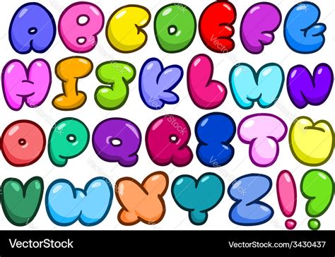 Comic Bubble Shaped Alphabet Set Bubble Letter Fonts Bubble Alphabet