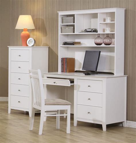 Sears carries the latest office hutches and desks to comfortable to work at and feature plenty of storage space. Coaster Furniture Selena White Desk with Hutch | The ...