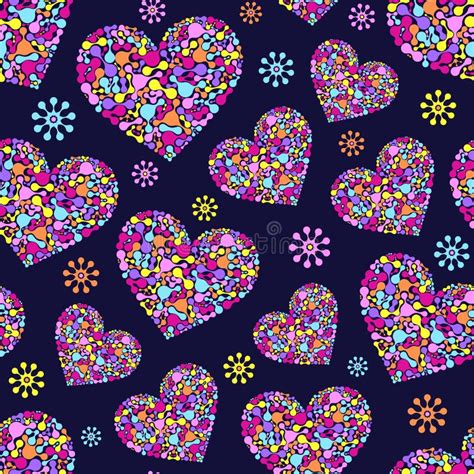 Seamless Pattern With Abstract Colorful Hearts Stock Vector