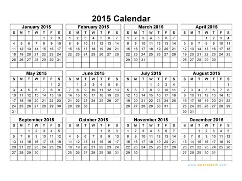 2016 calendar with large dates. 2015 Calendar - Blank Printable Calendar Template in PDF ...