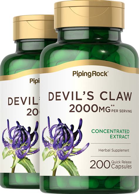 Devils Claw Extract 600 Mg 2 X 100 Capsules Devils Claw Pipingrock Health Products