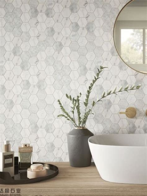 Bianco Carrara Marble Mosaic Honed Carrara White Hexagon Mosaic Tile
