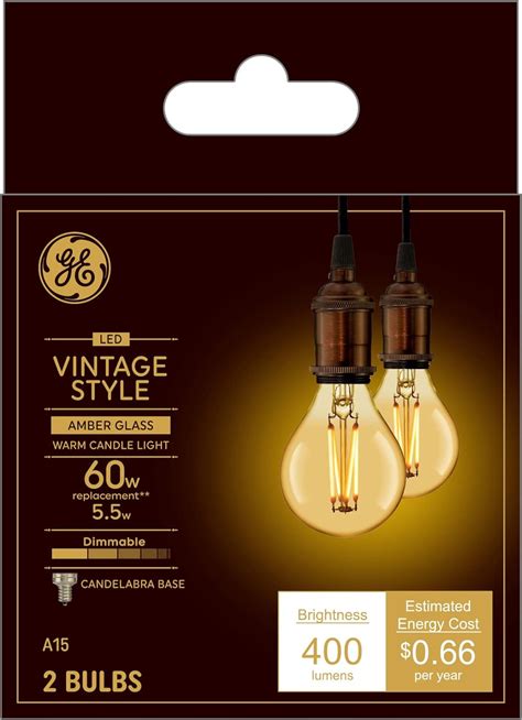 Ge Lighting Vintage Style Led Light Bulbs Watt Eqv Amber Glass Warm Candle Light A