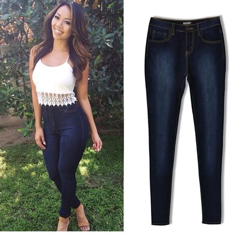 Fashion Jeans Womens Pencil Pants High Waist Jeans Sexy Slim Elastic Skinny Pants Trousers Fit
