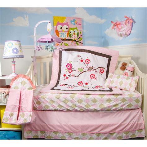 Soho Crib Bedding Set For Baby Nursery Pink Lovebird With Green 9