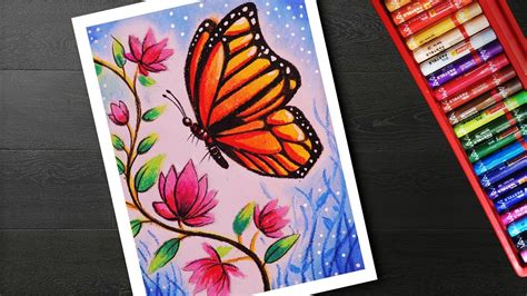 Butterfly Flower Drawing Colour Easy Kids Can Use Both Crayons As