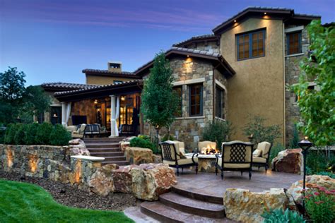 Stone pavers are what lay the foundation for this impeccable patio. Colorado Tuscan Residence & Pool Cabana - Mediterranean ...