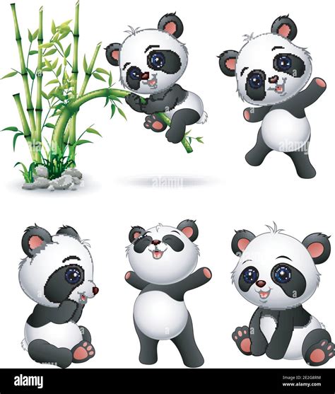 Vector Illustration Of Cute Baby Pandas Collection Stock Vector Image