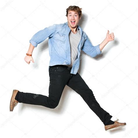 Excited Man Jumping