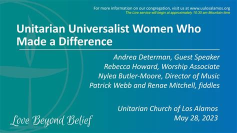 Unitarian Universalist Women Who Made A Difference Youtube
