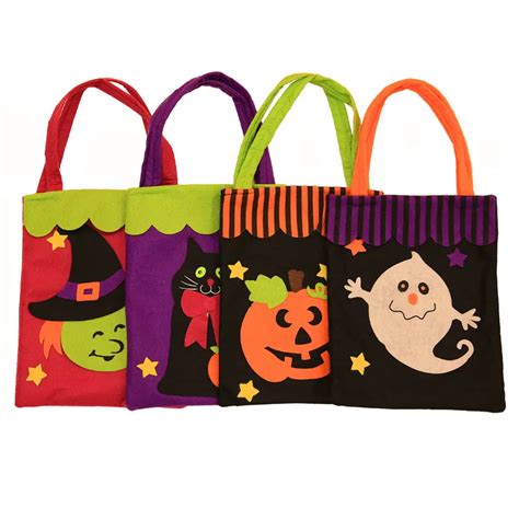 Halloween T Bag With Handle Children Pumpkin Ghost Bat Printed Tote