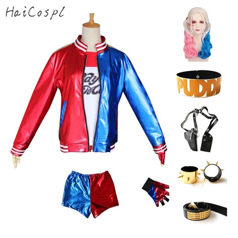 Harley Quinn Outfit Women Cosplay Costumes Jacket T Shirt Shorts Anime
