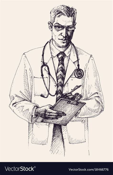 Doctor Portrait Drawing Download A Free Preview Or High Quality Adobe Illustrator Ai Eps Pdf