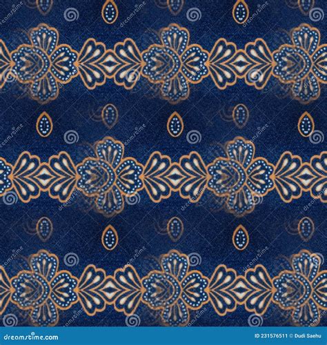 Abstract Symmetrical Pattern Of Indonesian Batik Floral Motif Batik