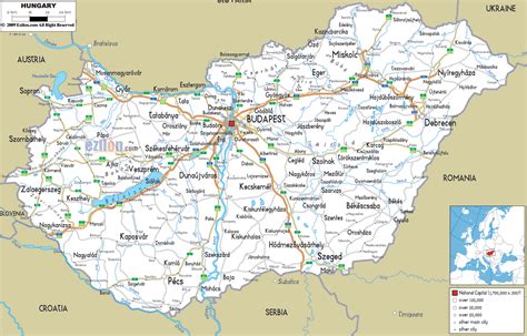 Detailed Clear Large Road Map Of Hungary Ezilon Maps