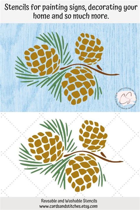 Pine Cone Stencil Great For Wood Signs Walls And Shirts Etsy