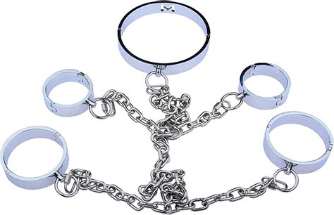 Amazonde Edelstahl Metall Halsbänder Handschellen Fußfesseln Sm Sex Bondage Sets Sklave Hals