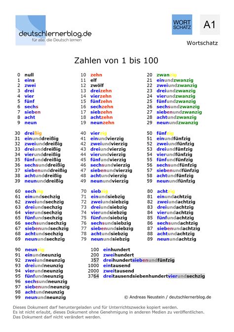 Deutsche Zahlen Von 1 Bis 100 Lernen Deutsch Lernen A1 Study German