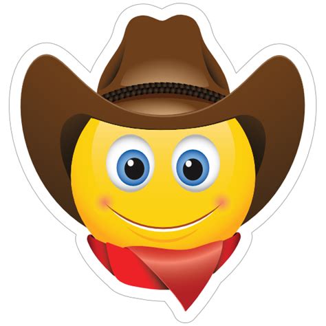 Cute Cowboy With Bandana Brown Hat Emoji Sticker