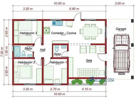 Planos de Casas Pequeñas Habitaciones con Medidas en Metros Planos de casas Planos de casas