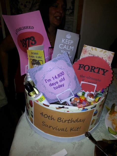 When it comes to buying 40th birthday gifts for her, you want to avoid the whole negative aspect and focus on the good stuff. Pin by Ashley Aviolla on "Survival" Kits | Birthday ...