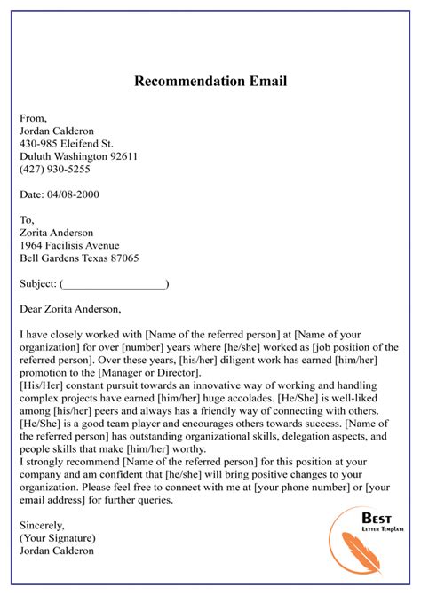 How To Write A Reference Letter Recommendation Letter Format