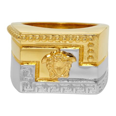 Versace Gold And Silver Meander Ring Versace