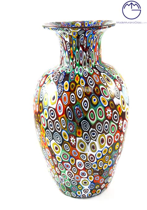 Exclusive Venetian Glass Vase With Murrina Murano Glass Made Murano Glass