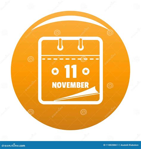 Calendar Eleventh November Icon Vector Orange Stock Vector