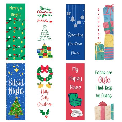 Printable Christmas Bookmarks Set Of 8 Instant Download Print At Home