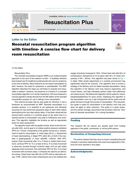 Pdf Neonatal Resuscitation Program Algorithm With Timeline A Concise