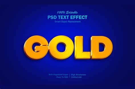 Simple Gold 3d Photoshop Text Effect Graphic By Goldani412 · Creative