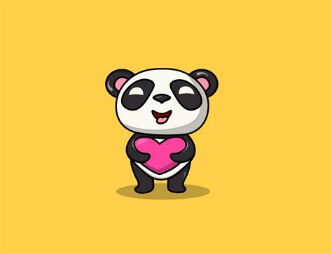 Cute Panda Holding Love By Moksha Labs On Dribbble