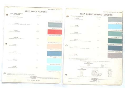 Sell 1957 Buick Dupont Color Paint Chip Chart All Models Original In