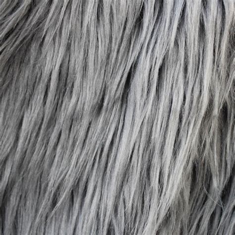 Grey Faux Fake Fur Solid Shaggy Long Pile Fabric | iFabric