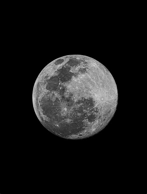 The Full Moon Is Seen In Black And White