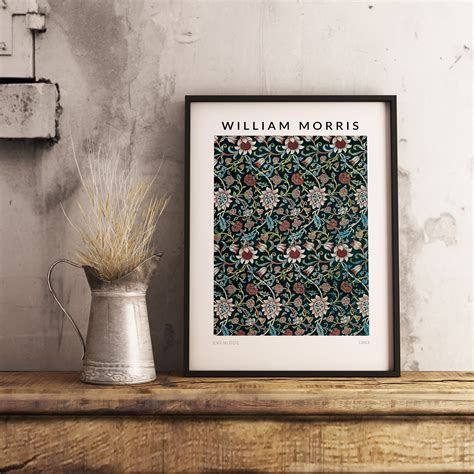 William Morris Exhibition Poster Evenlode Pattern William Etsy