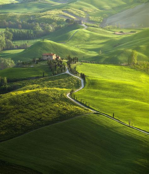 The Green Rolling Hills Of Val Dorcia Province Of Siena Tuscany