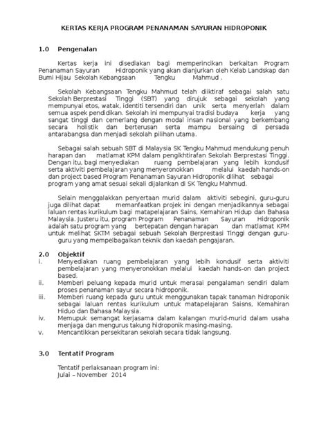 Bibit durian montong ini bisa kita dapatkan dengan cara membeli di toko penjual bibit tanaman buah secara online ataupun memilih langsung di toko bibit. Kertas Kerja Program Penanaman Sayuran Hidroponik