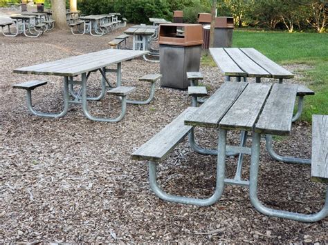 Picnic Tables In A Park Stock Image Image Of Dedicated 126219993