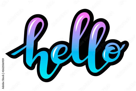 Hand Written Vector Hello Text Cute Simple Hello Lettering Typography