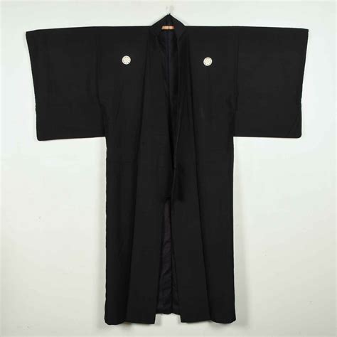 Vintage Mens Black Silk Formal Kimono Zkm23005 Kazari Ziguzagu