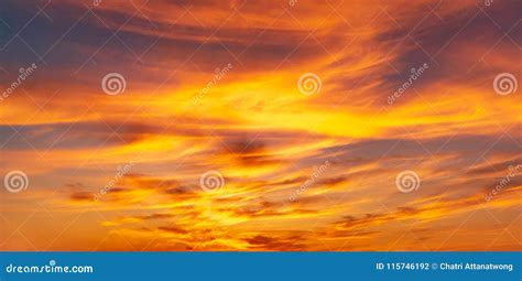 Panorama Background Os Twilight Sky And Cirrus Clouds Stock Photo