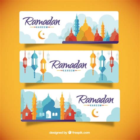 Premium Vector Colored Silhouettes Ramadan Banners
