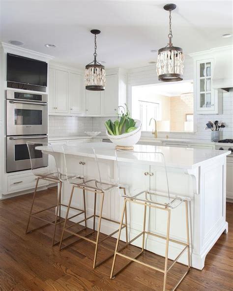 Shells Pendant Lights Over Island Transitional Kitchen