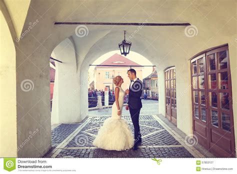 Bride And Groom In Their Wedding Day Stock Image Image Of Attractive