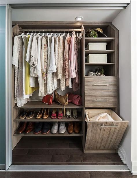 Condo Closet With Stacked Floating Shoe Shelves Transitional Closet