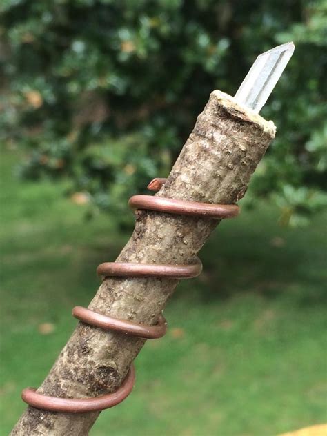 Quartz And Copper Natural Oak Sacred Wood Wand For Wiccan