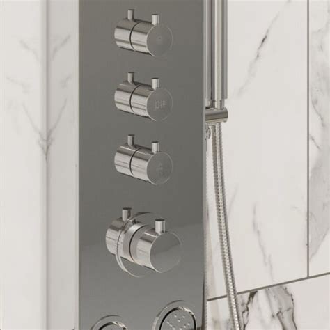 thermostatic shower panel column tower 4 body jets twin head bathroom polished 5056093657862 ebay